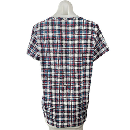 Gap Women's Multicolor Plaid Checkered Short Sleeve Crewneck Tee T-shirt Top M
