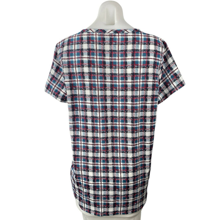 Gap Women's Multicolor Plaid Checkered Short Sleeve Crewneck Tee T-shirt Top M