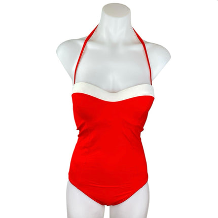 Tory Burch Red Halter Sleeveless Sweetheart One Piece Swimsuit Swimwear Size S