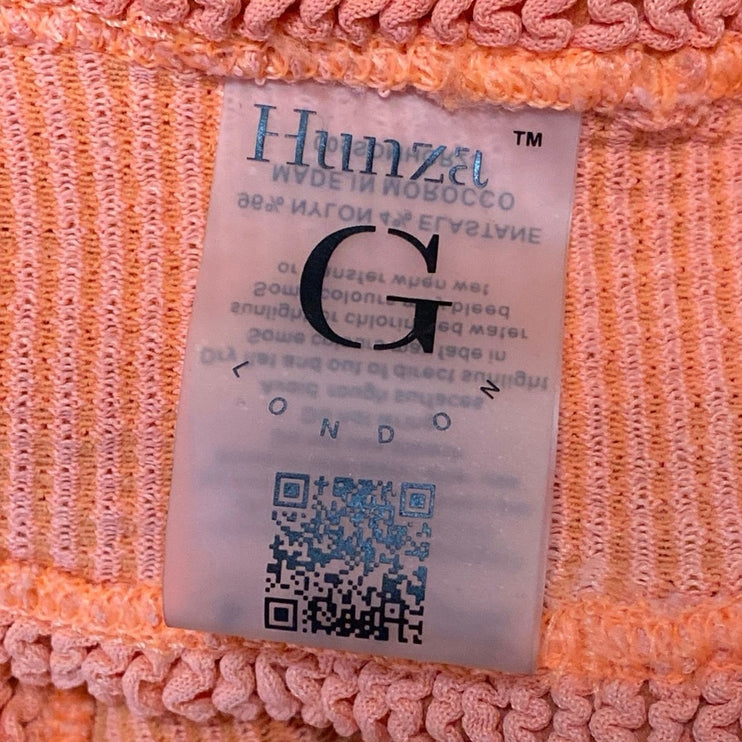 Hunza G Womens Orange Crochet Sleeveless Cami Swim Beach Two Piece Swimsuit Sz S