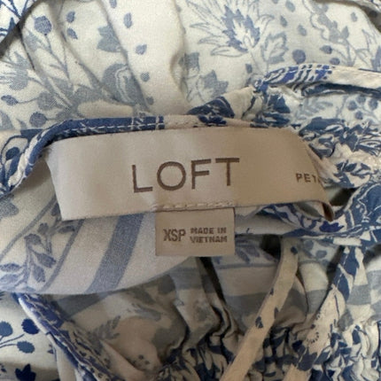 Ann Taylor LOFT White Blue Floral Sleeveless High Neck Midi Shift Dres Brie Ann Taylor LOFT White Blue Floral Sleeveless High Neck Midi Shift Dres Brie