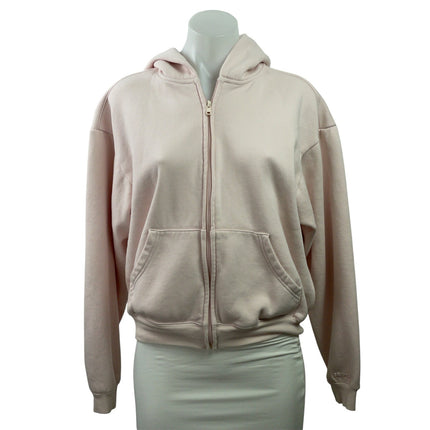 Skims Women's Pink Fleece Hoodie Hoaded Full Zip Long Sleeve Sweatshirt Top S