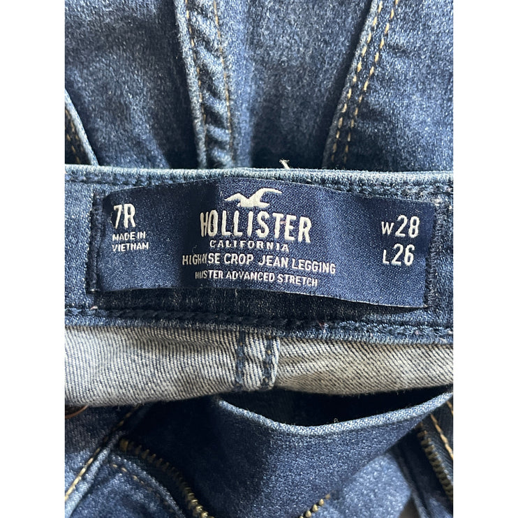 Hollister Blue High Rise Distressed Ripped Skinny Mom Denim Jeans Pants W28/ L26