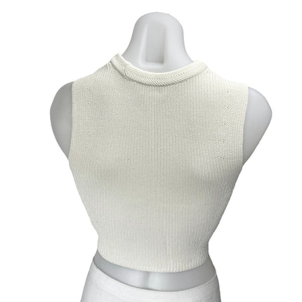 Aritzia Wilfred White Sleeveless Ribbed Knit Sculpt High Neck Crop Top Size XS