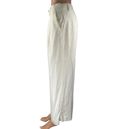 Abercrombie & Fitch White Linen Wide Leg High Waist Palazzo Trousers Pants Sz 30