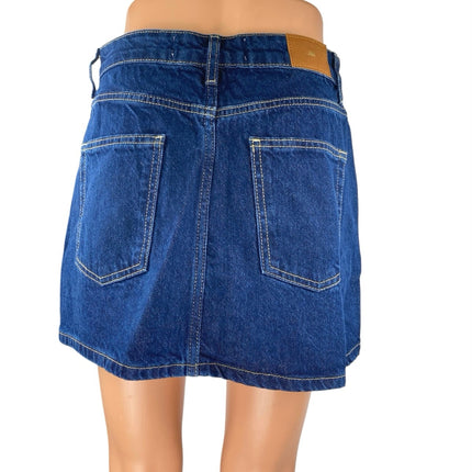 Zara Women's Blue Mid Waist Straight Casual Cotton Mini Denim Jean Skirt Size XS