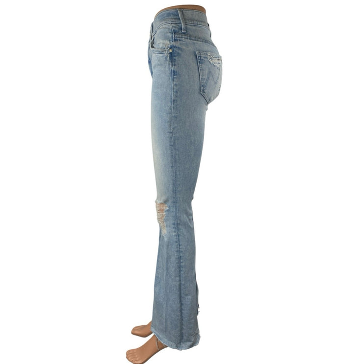 Mother Women's Blue Distressed Mid Rise Flared Bootcut Denim Jeans Size 25