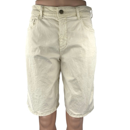 Pilcro Women's Cream White High Waist Straight Leg Chino Khaki Bermida Shorts 25