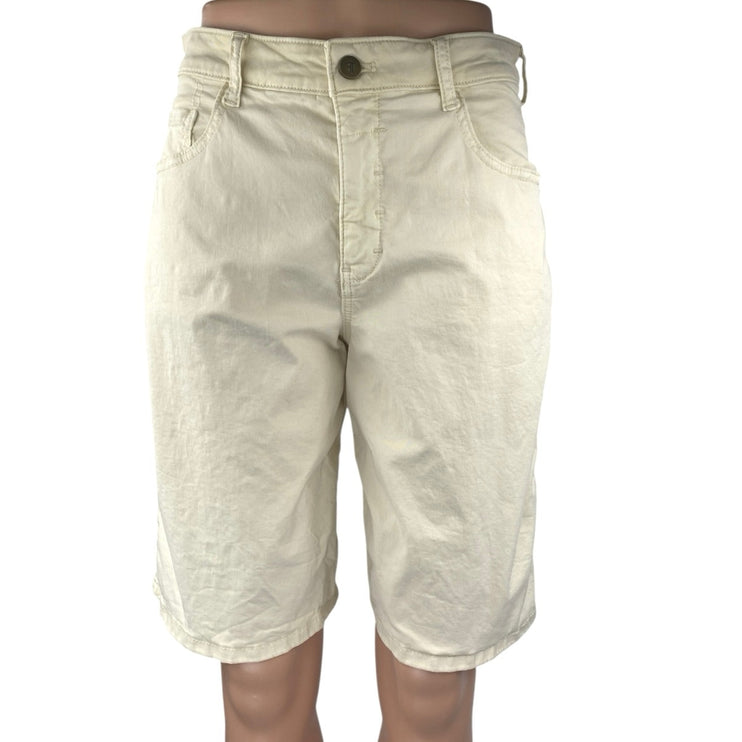 Pilcro Women's Cream White High Waist Straight Leg Chino Khaki Bermida Shorts 25