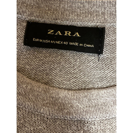 Zara Men's Gray Long Sleeve Crew Neck Basic Sweatshirt T Shirt Tee Top Size M