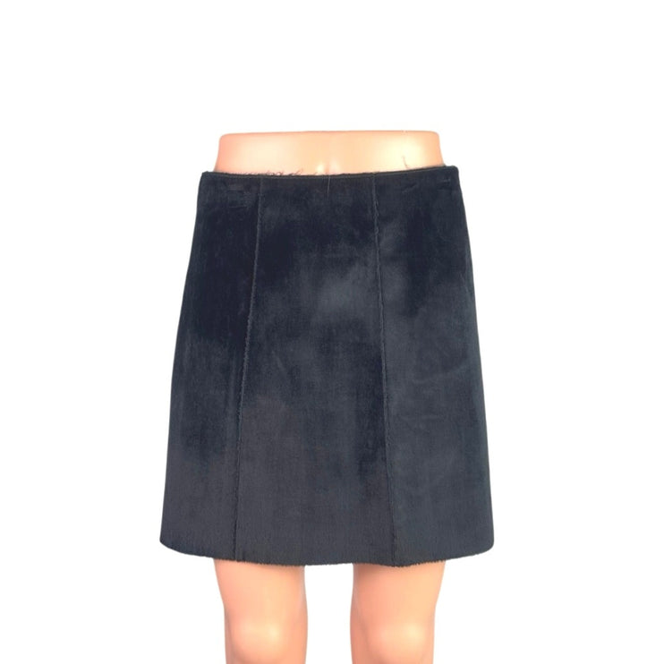 NEW Zara Women's Black Suede Faux Leather High Waist A Line Mini Skirt Size S