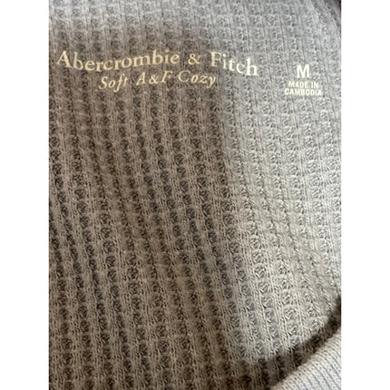 Abercrombie & Fitch Women's Gray Waffle Knit Long Sleeve Thermal T Shirt Top M