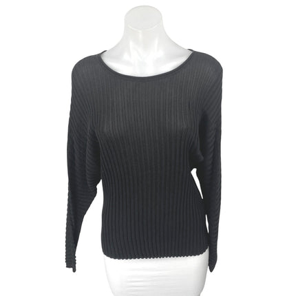 Club Monaco Women's Black Rib Knit Boatneck Long Dolman Sleeve Sweater Top Sz S