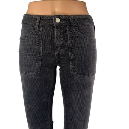Urban Outfitters The Icon Black Corduroy Low Rise Flared Bootcut Pants Sz 24