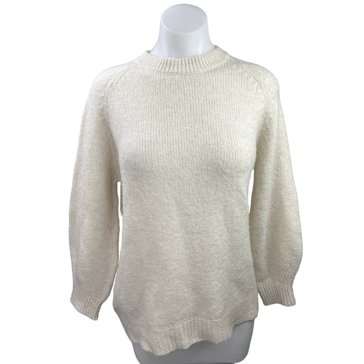 MNG Cream Crew Neck Knit Oversized Minimalist Cozy Pullover Sweater Top Size S