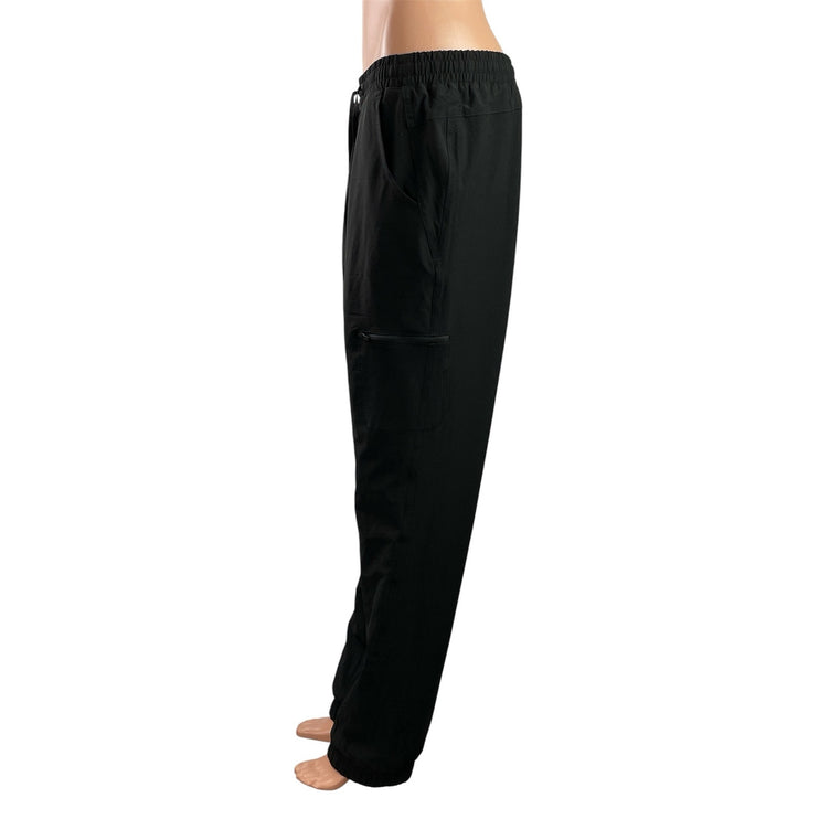 Eddie Bauer Womens Black Elastic Waist Straight Leg Cargo Trousers Pants Size 8