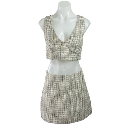 Reformation Plaid Check Zuri Crop Top Veranda Mini Flare A-Line Skirt Set Sz 2/4