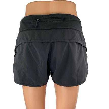 Lululemon Women's Black Pull On Back Pocket Workout Athletic Running Shorts Sz 6