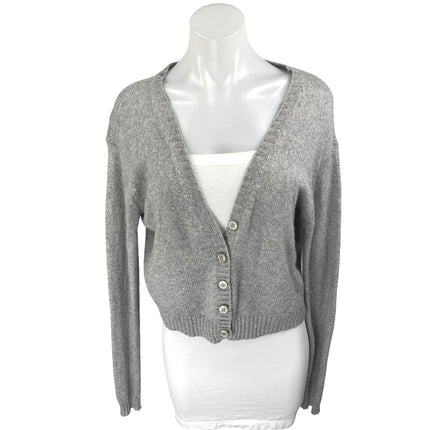 Brandy Melville Gray Wool Long Sleeve Knit Button Up Cardigan Sweater Top Size S