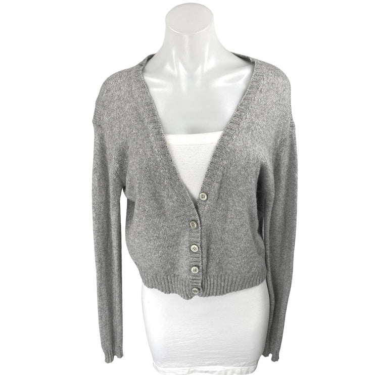 Brandy Melville Gray Wool Long Sleeve Knit Button Up Cardigan Sweater Top Size S
