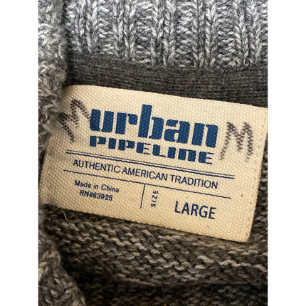 Urban Pipeline Men's Gray Ribbed Knit Collared Long Sleeve Sweater Top Size L