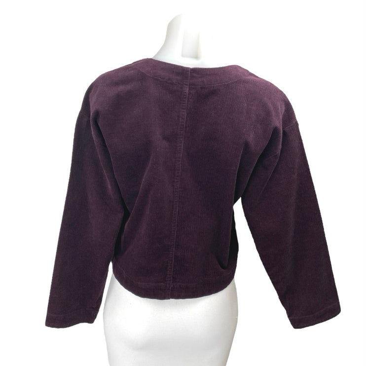 Madewell Women's Purple Waffle Knit Cotton Long Sleeve V Neck Sweater Top Size S