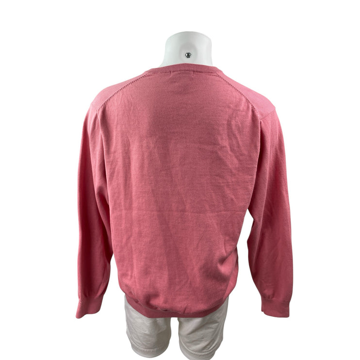 Marks & Spencer Collezione Men's Pink Silk V Neck Long Sleeve Sweater Top Sz XL