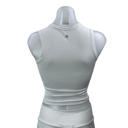 Lululemon Women's White Sleeveless Crew Neck Crop Yoga Athletic Tank Top Size S