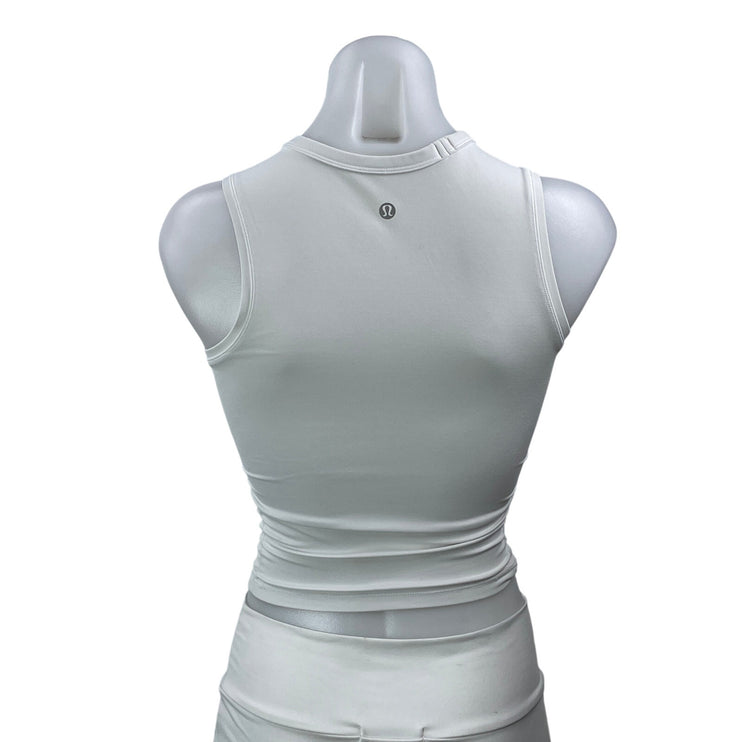 Lululemon Women's White Sleeveless Crew Neck Crop Yoga Athletic Tank Top Size S