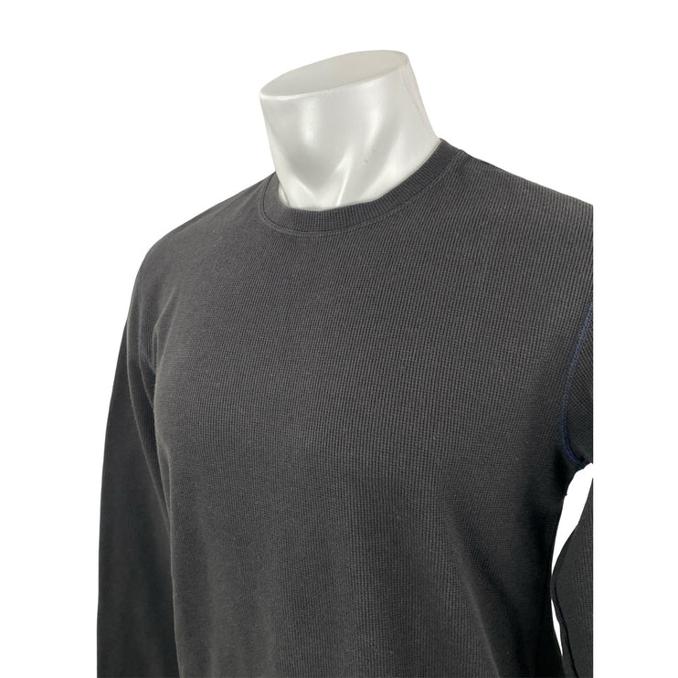 BYLT Mens Black Long Sleeve Crew Neck Waffle Knit Thermal T Shirt Tee Top Size M