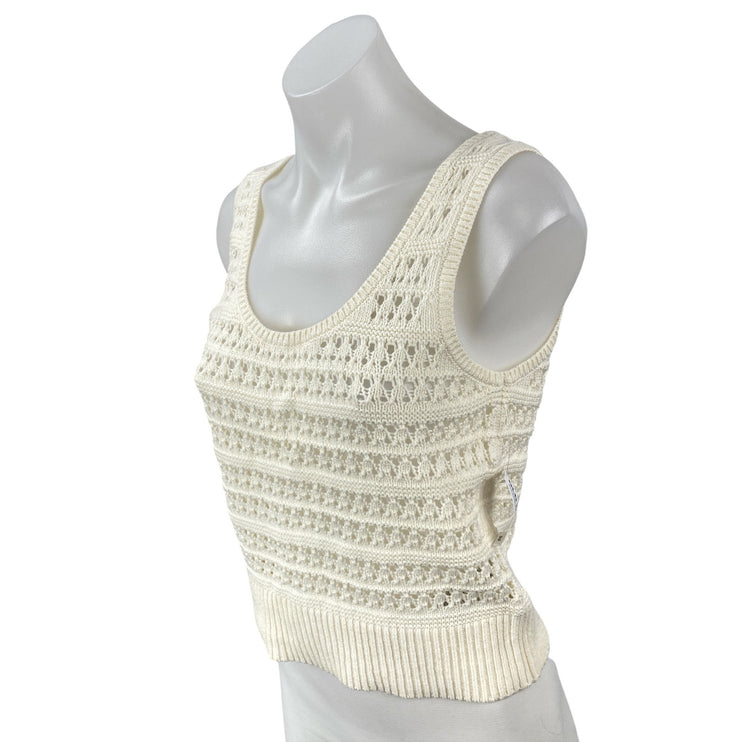 NEW Old Navy Cream Open Knit Crochet Scoop Neck Sleeveless Crop Tank Top Size S