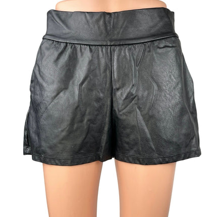 Commando Women's Black Faux Leather Vegan High Waisted Mini Shorts Size S