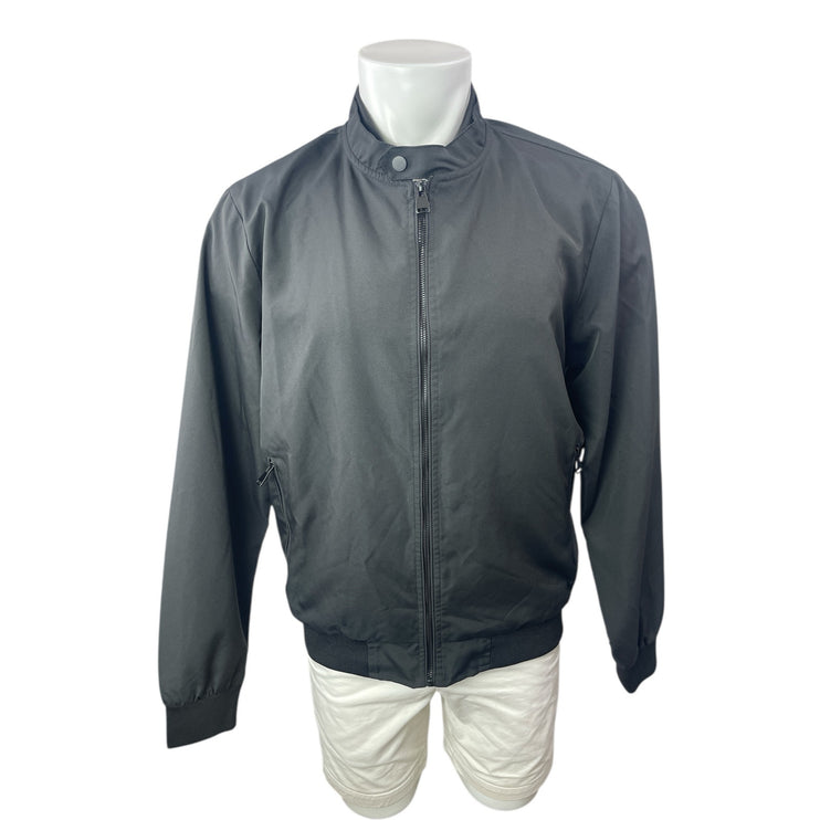 Aiopeson Men's Gray Full Zip Long Sleeve Zip Pockets Bomber Coat Jacket Size M