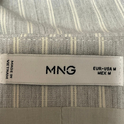 MNG Mango Women's Gray Striped Sleeveless Button Up Vest Tank Blouse Top Size M