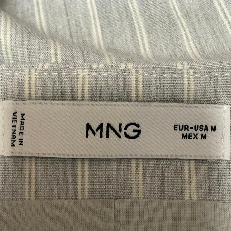 MNG Mango Women's Gray Striped Sleeveless Button Up Vest Tank Blouse Top Size M