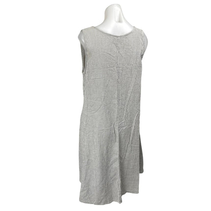 Tulip Women's White Black Striped Sleeveless Scoop Neck Midi A-Line Dress Size S