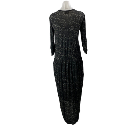 Anthropologie Everleigh Black Scoop Neck Long Sleeve Blouson Midi Dress Size S