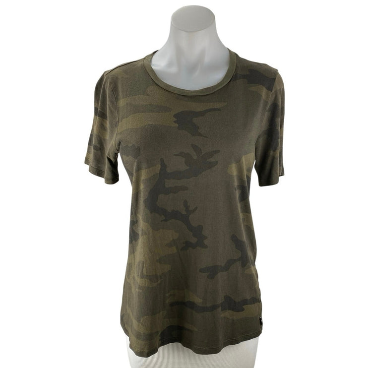 Aritzia TNA Women's Green Camo Army Military Short Sleeve T Shirt Tee Top Size M