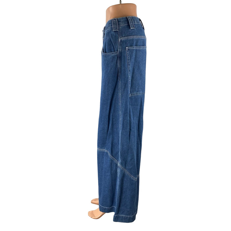 NEW Brandy Melville J.Galt Blue High Rise Wide Leg Palazzo Denim Jeans Size S