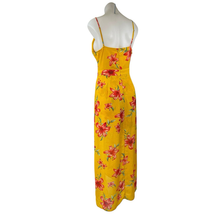 Guess Yellow Floral Sleeveless Cami Camisole Tank Skort Skirt Romper Shorts L