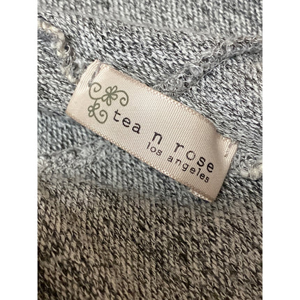 Tea N Rose Women's Gray Long Sleeve Lace Crochet Knit Hoodie Sweater Top Size S