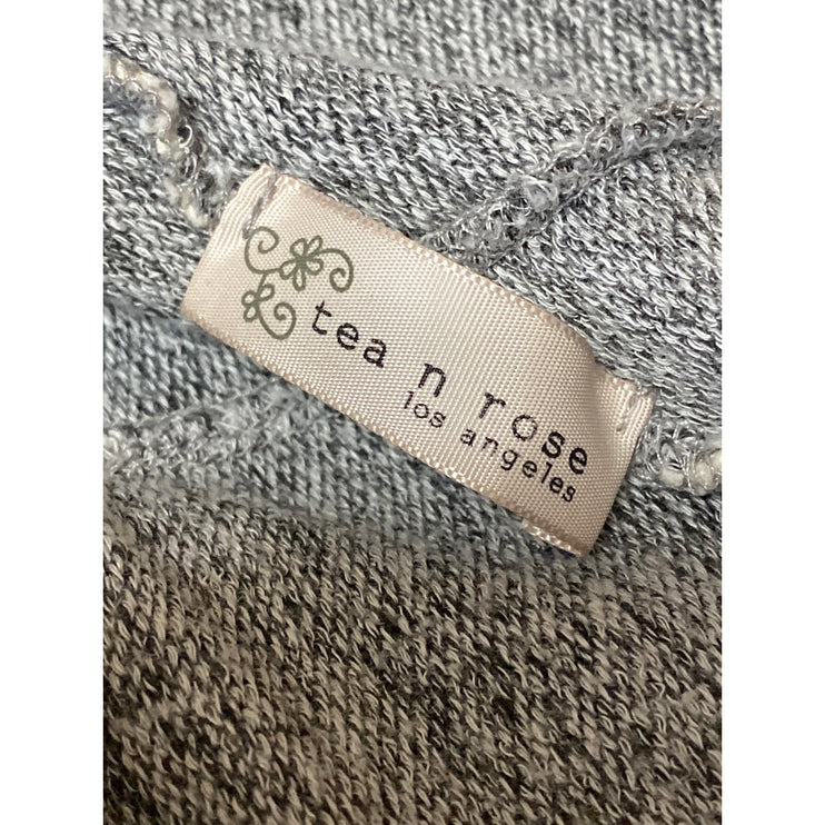 Tea N Rose Women's Gray Long Sleeve Lace Crochet Knit Hoodie Sweater Top Size S