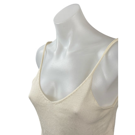 Zara Women's Cream Sleeveless V Neck Knit Blouse Cami Camisole Tank Top Size S