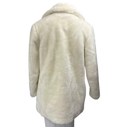 Vintage White Stag White Faux Fur Double Breasted Long Sleeve Coat Jacket Size S