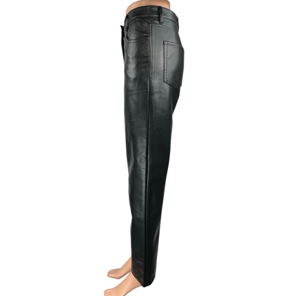Aritzia Wilfred Black Faux Vegan Leather High Waist Straight Wide Leg Pants Sz 4