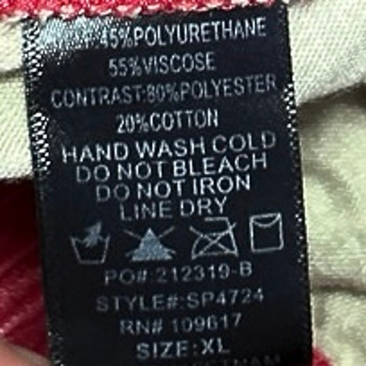 Stella Luce Womens Red Faux Leather Vegan Drawstring Jogger Sweat Pants Size XL