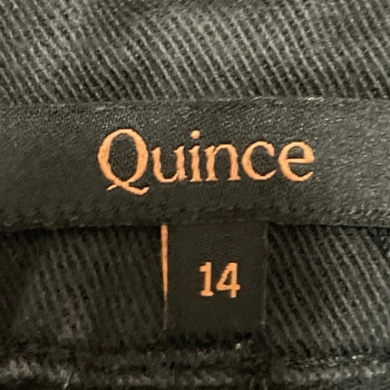 Quince Women's Black High Rise Wide Leg Baggy Utility Cargo Denim Jeans Size 14
