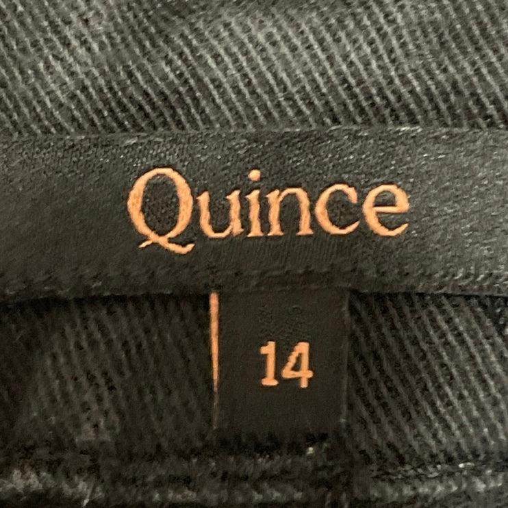 Quince Women's Black High Rise Wide Leg Baggy Utility Cargo Denim Jeans Size 14
