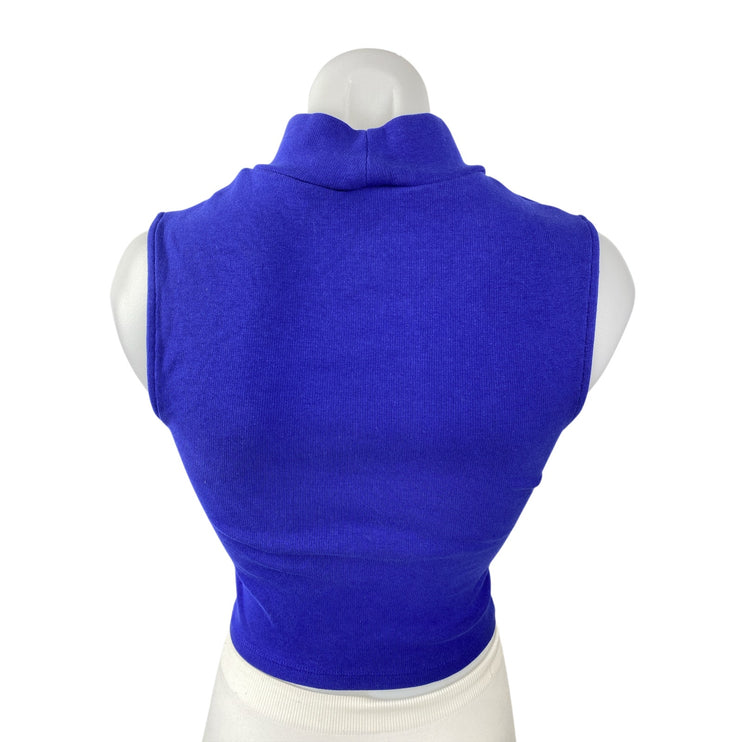 Zara Women's Royal Blue Turtleneck Sleeveless Slim Fit Crop Vest Tank Top Size S