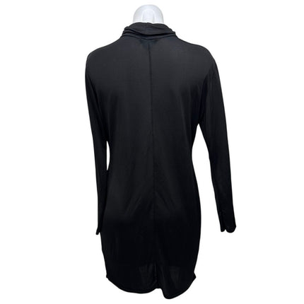 Boohoo Women's Black Long Sleeve Mock Neck Padded Shift Mini Dress Size 18